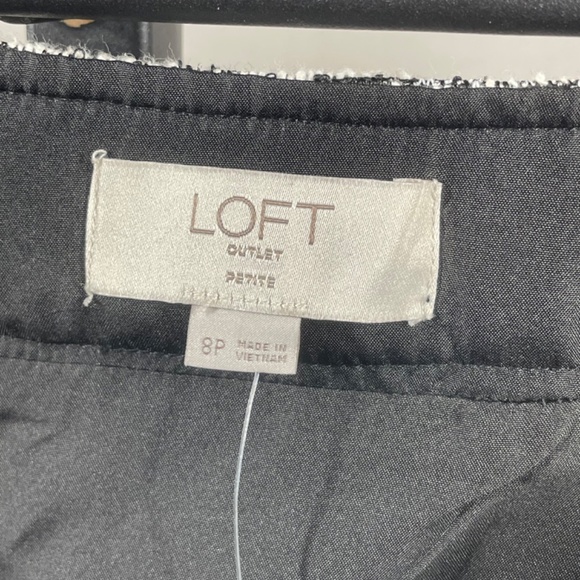 NEW Loft Skirt Womens 8 petite black white woven straight classic - Picture 2 of 7